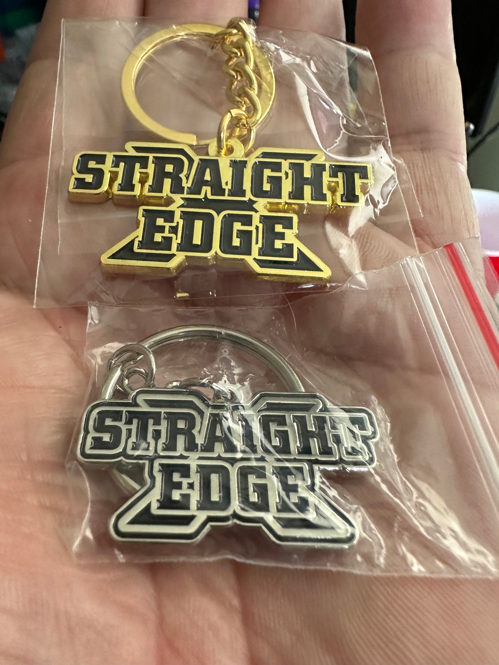 Silver & Gold “Straight Edge” metal Keychain Bundle 