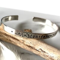 Image 4 of Handmade Sterling Silver Manifest Cuff Bracelet 925