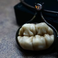 Image 17 of Demons Wisdom Tooth Pendant - glow in the dark brimstone, OOAK