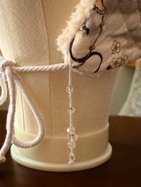 Image 7 of Haute Couture: Hand Beaded Quilted White Oni Blossom Wolf Hat