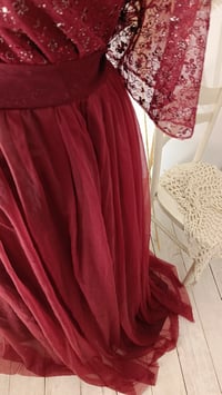 Image 4 of Burgundy dress for maternity photoshoot | Jenny | size S-M-L