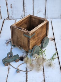 Image 1 of Wooden rustic  cart trolley brown natural +green