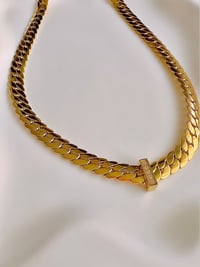 Image 3 of THICK SNAKE CHAIN WITH GEM SET BAR 