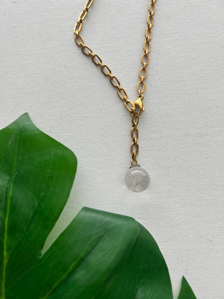 Image of BREEZE • Crystal Ball Clear Quartz Lariat