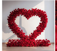 7ft Red Heart Floral Backdrop