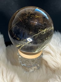 Image 25 of Golden Rutile In Smoky Quartz Sphere #1769