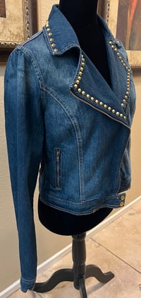 Image 3 of Vintage Blue Denim Jean Jacket Studs Prince Purple Rain
