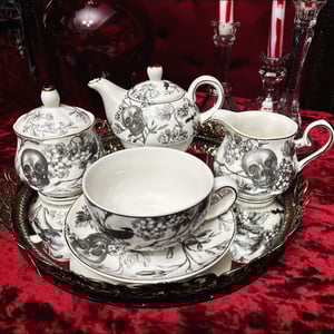 Image of Floral Skull Tea Set