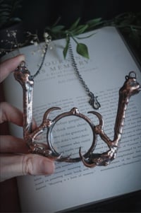 Image 3 of Magnifying glass necklace with real corvid legs