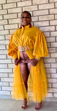 Image 2 of Dijon belle sleeve top w/mesh contrast