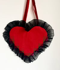 Image 2 of Red Heart Bag with Black Tulle Ruffle – Valentine’s Edition