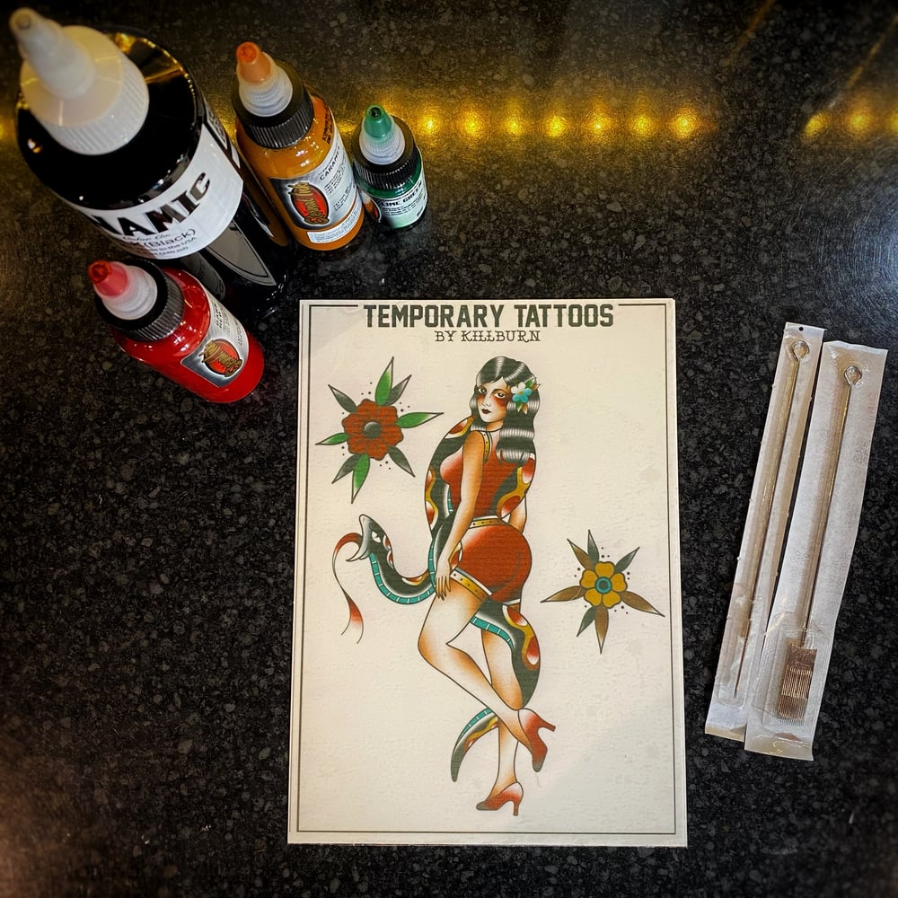 Image of SNAKE CHARMER (2) TEMPORARY TATTOO - LARGE