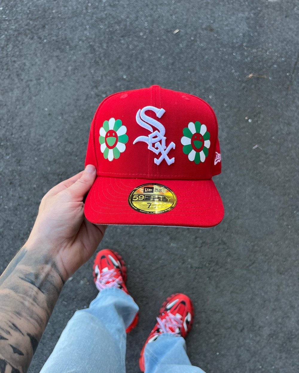 Image of RED HOLIDAY CHICAGO WHITE SOX  CUSTOM FITTED CAP