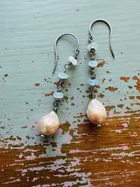 Image 1 of baroque pearl and opal earrings