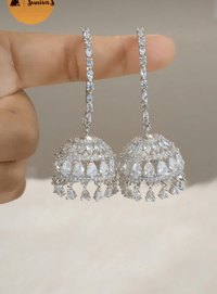 Image 1 of Nina_American Diamond Hoop Pinjada Jhumka 