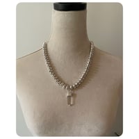 Image 4 of Handmade Sterling Silver Bead and Chain and Quartz Centerpiece Necklace