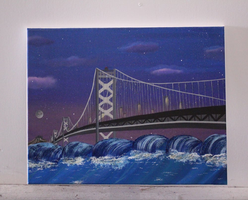 Image of High Tides X Bay Bridge 16x20 Original 1/1 