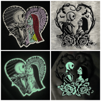 Image 1 of Jack & Sally Hoodies *Glow in the dark thread* in all color or black & white (allow 1-2 weeks)