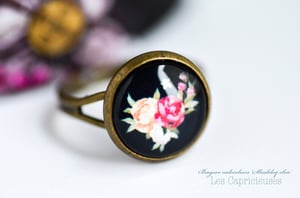 Image of Bague 'Shabby chic' illustration sous verre cabochon