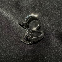 Image 3 of Heart Detail Huggie Hoop Earrings