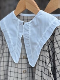 Image 2 of Plaid Dress Large Collar Cream