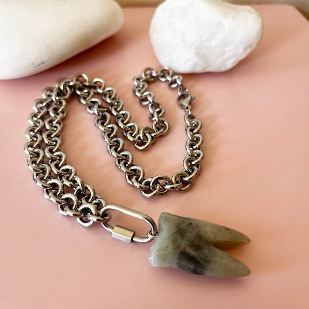 Image of Chunky Labradorite Tooth Necklace