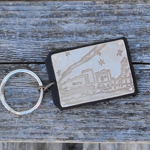 Image of Your Child's Artwork - Keychain - Bronze on Black Leather