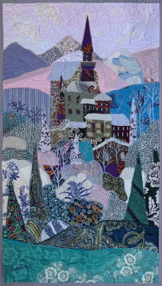 Elsa's Castle - art quilt painting, 77х45 cm Image 2