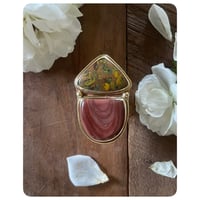 Image 2 of SALE - Double Stack Mookait and Sediment Jasper Solid Brass Ring