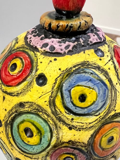 Image of Colored Circles with red spout Vessel- Cynthia Marks