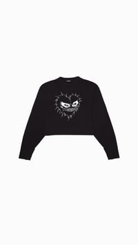 Mizzle Heart Blk Crew Neck (old English)