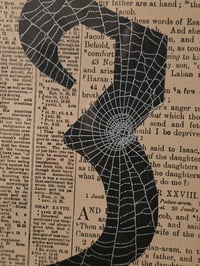 Image 3 of " 13" 1800's bible page with preserved spider web B