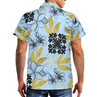 Image 4 of Men's Pique Plumeria Print Collard Shirt