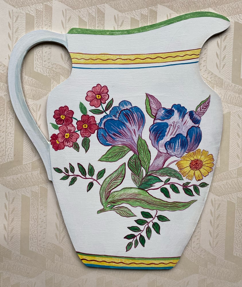 Image of Floral wooden jug cutout E