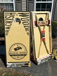 Image 5 of Brackish Wooder Cornhole Boards - Triangle Words - Black Border - New Logo - MT6356