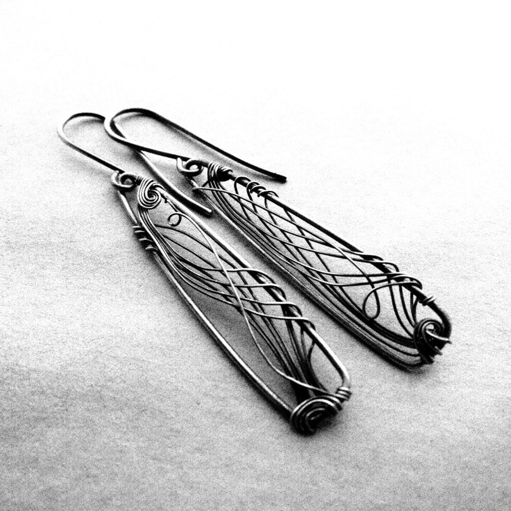 Image of Oxidized Triangles Silver Earrings