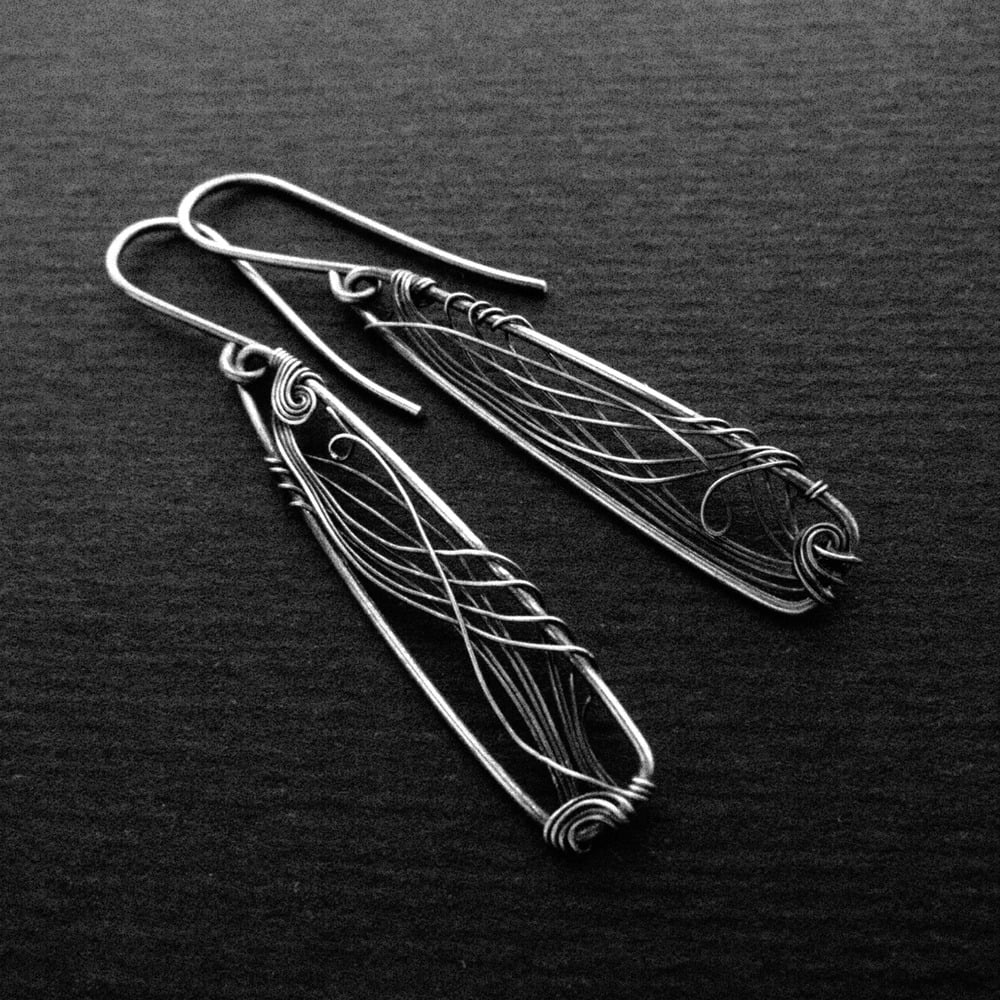 Image of Oxidized Triangles Silver Earrings
