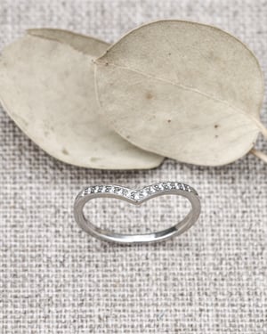 Image of Platinum white diamond semi-eternity wishbone ring