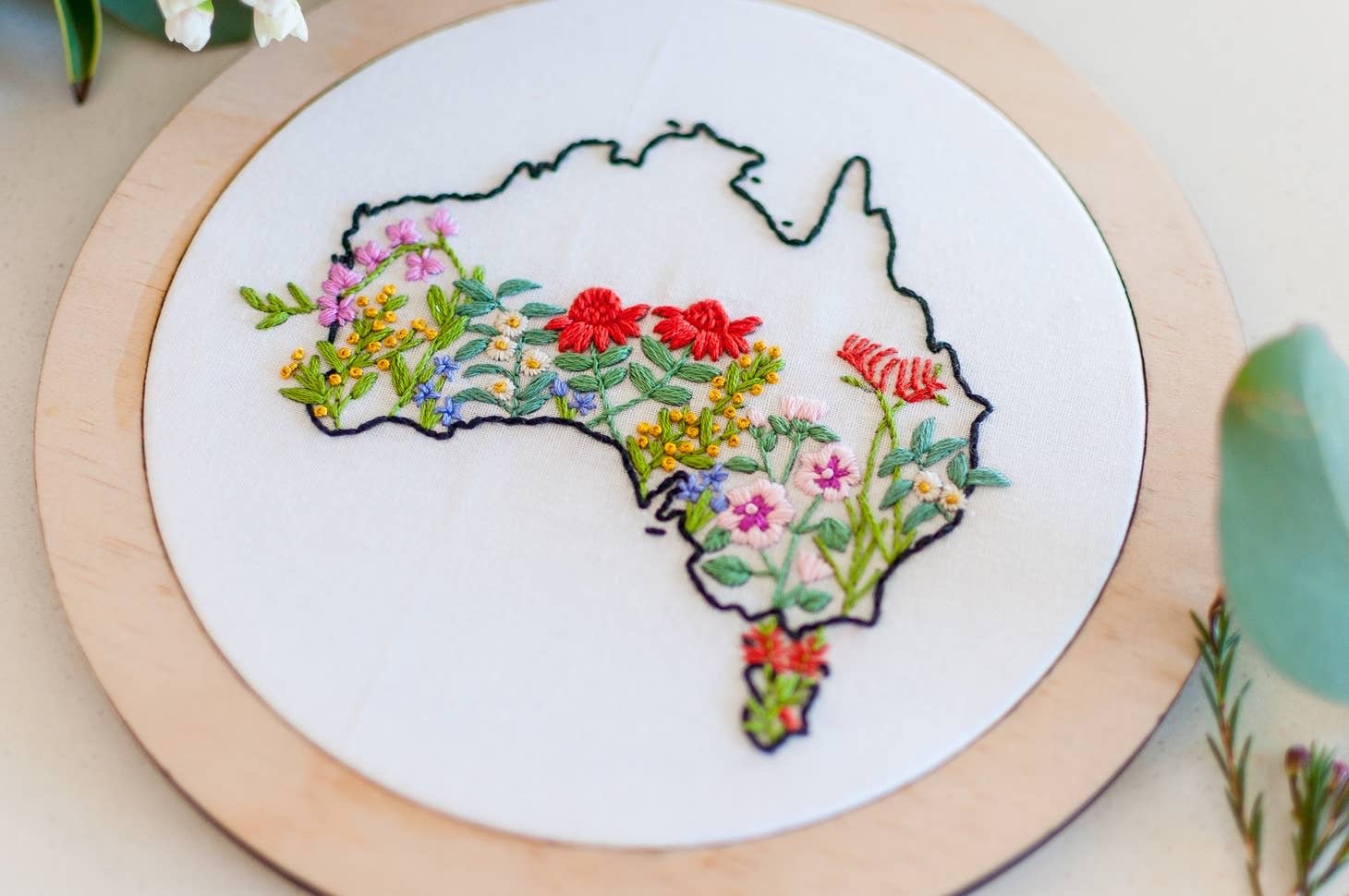 Australian Native Flowers Embroidery Fibre Art in Australia