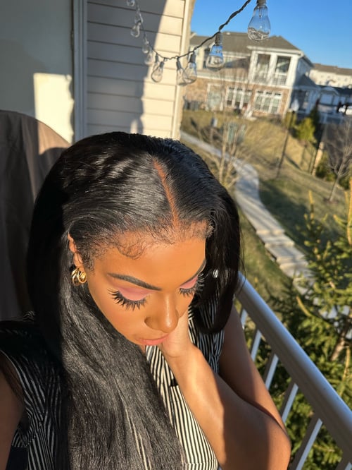 Image of 24 inch KINKY STRAIGHT WIG with KINKY HAIRLINE 13x4 FULLY CUSTOMIZED