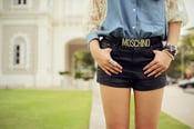 Image of Moschino Gold Letter belt Leather Size 6 - 12