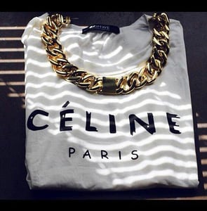 Image of Celine style 100% cotton printed logo tee - £20