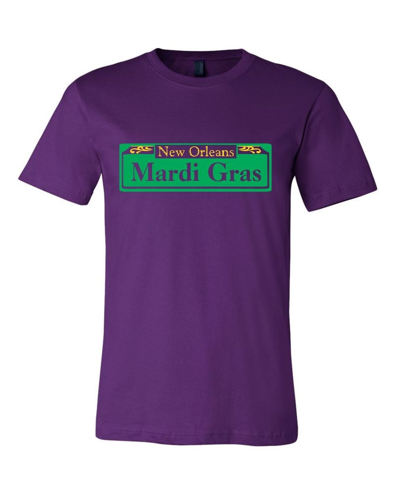 Image of Mardi Gras Street Sign Purple Tee