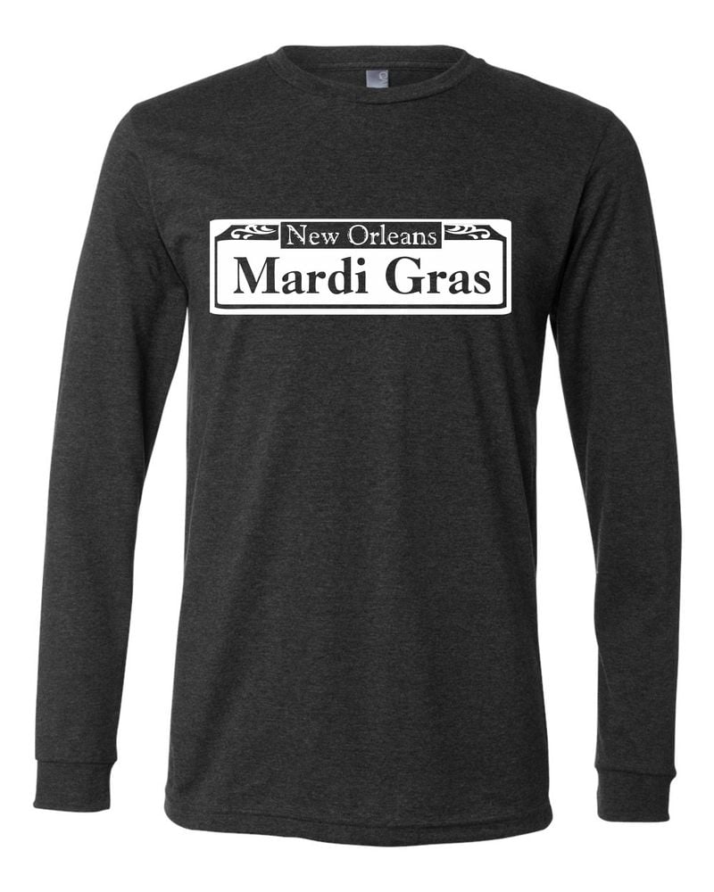 Image of Mardi Gras Street Sign Charcoal Long Sleeve Tee