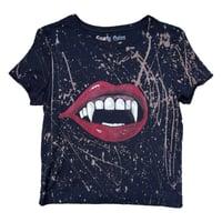 Image 1 of “BLEACHED VAMP LIPS” Custom Bleach Painted Baby Tee XL