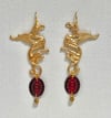 Dragon Brass And Red Watch-face Earrings