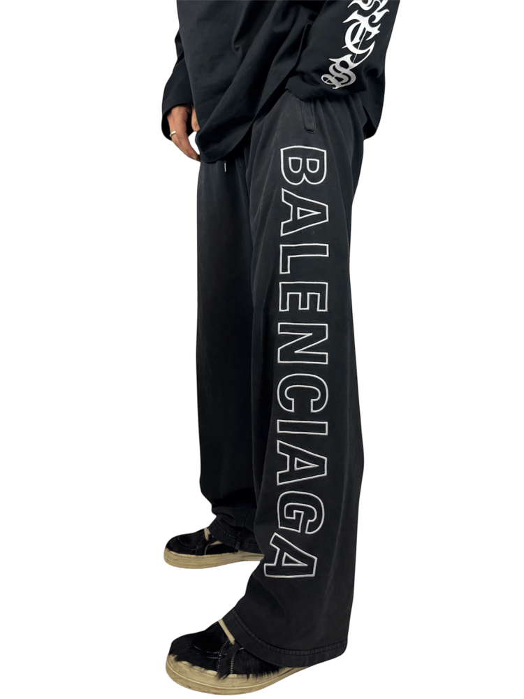 Image of Balenciaga Outlined  Embroidered Logo Sweatpants