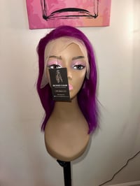 Image 3 of 14 inch purple bob wig 