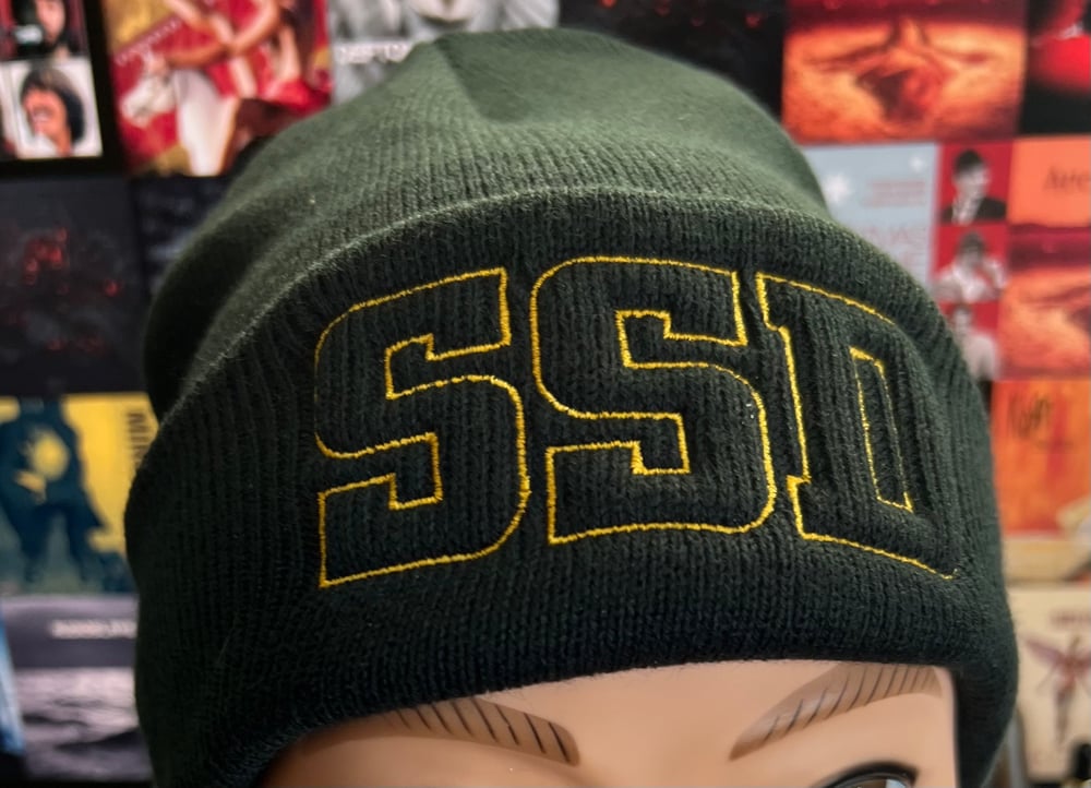 Black SSD Gold Outline Logo Knit Hat with Cuff