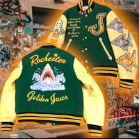 Image 1 of Whitesville Rochester Golden Jaws 🦈 Green Letterman Varsity Jacket 🧥 